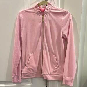 Lily Pulitzer Light Pink Velour Jacket with Gold Accents